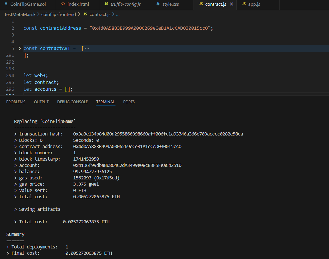 Contract Address After Successfully Deploying It Into Ganache