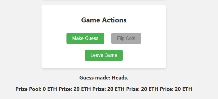 Player 2 Made a Guess of Heads